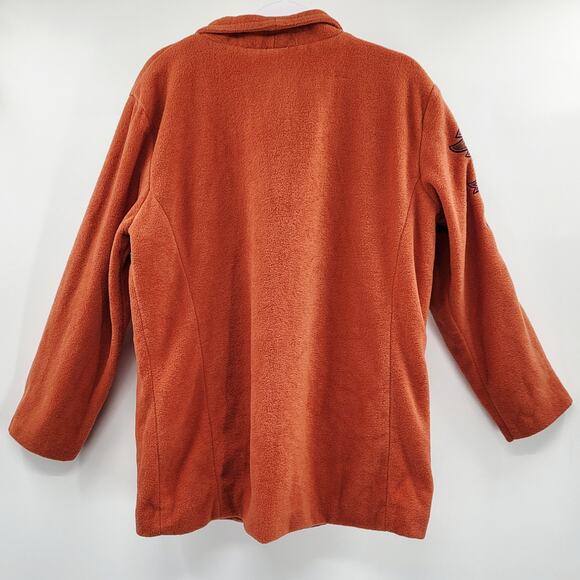 Vintage Bob Mackie Wearable Art Orange Embroidered Fleece Jacket Women's Size L - Picture 2 of 11